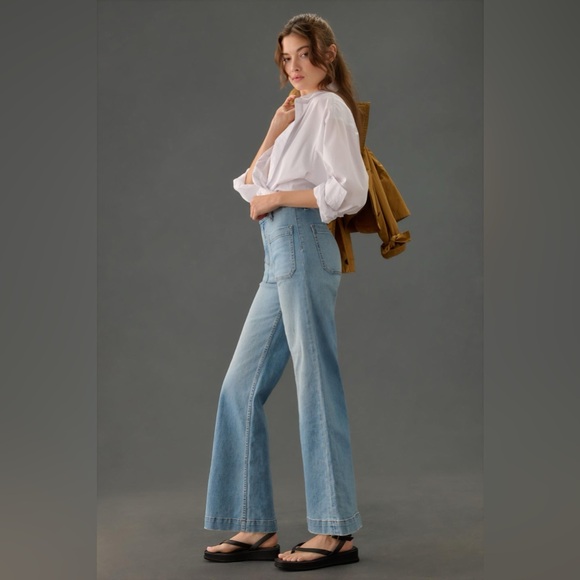 NWT - ASKK NY - Sailor High-Rise Crop Wide-Leg Jeans - Water Street - 29 - Picture 6 of 7